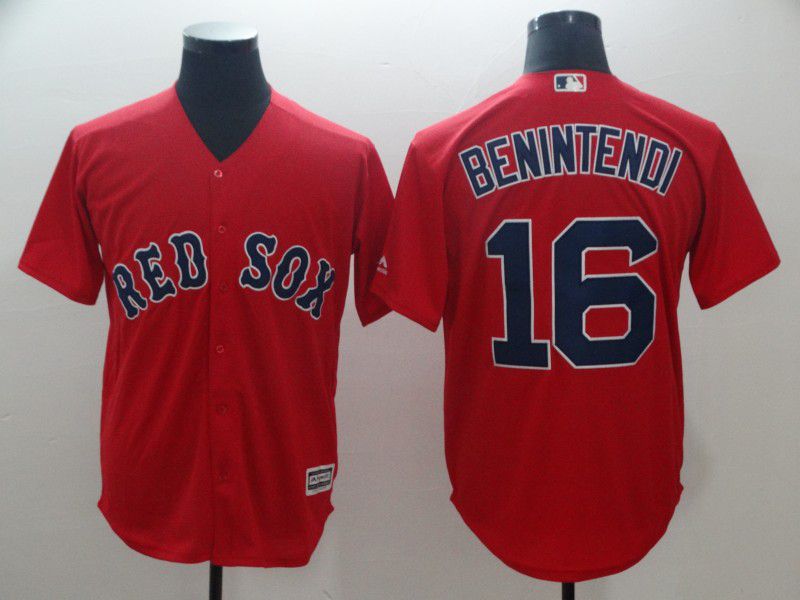 Men Boston Red Sox 16 Benintendi Red Game MLB Jerseys